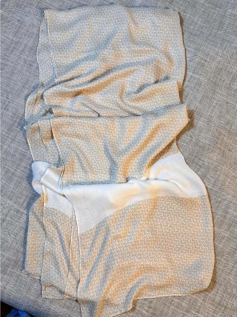 Michael Kors Beige and White Patterned Wrap Scarf